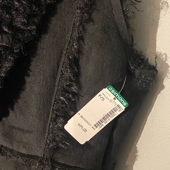 SIMONS- Blk suede Sherpa vest - Picture 4 of 4